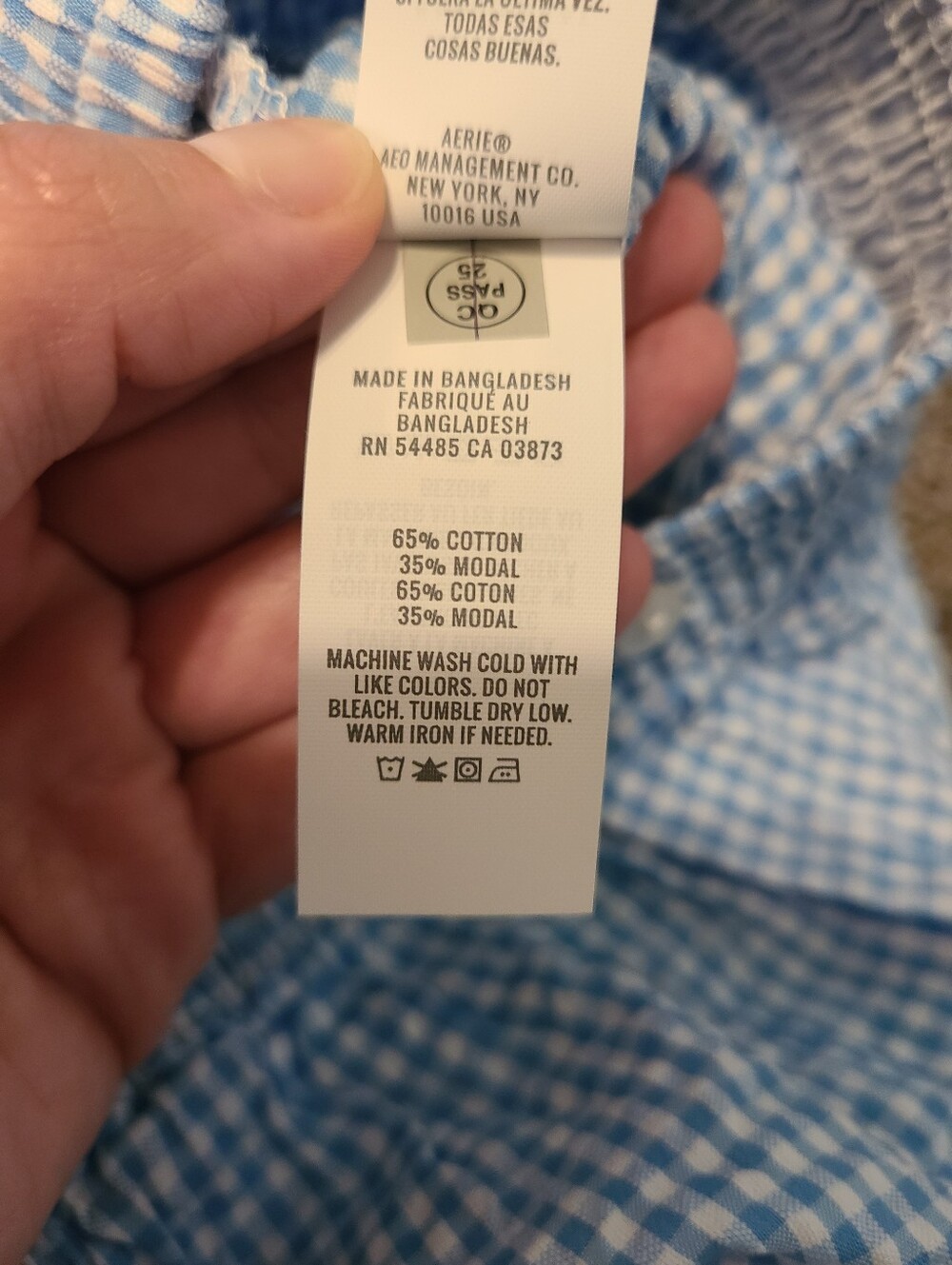 🚫SOLD🚫 aerie Light Blue Gingham Lounge Pants Size Small Nwt - Picture 7 of 8